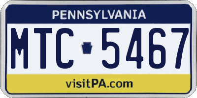 PA license plate MTC5467