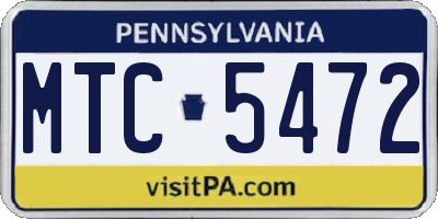 PA license plate MTC5472