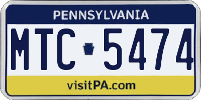 PA license plate MTC5474