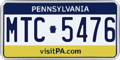 PA license plate MTC5476