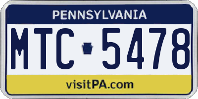PA license plate MTC5478