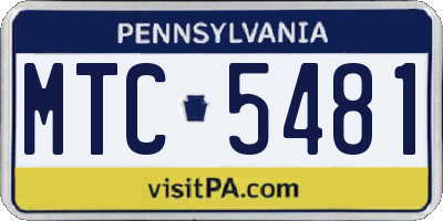 PA license plate MTC5481
