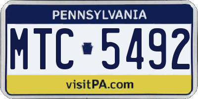 PA license plate MTC5492