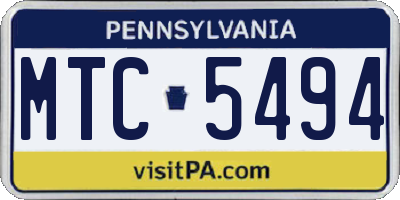 PA license plate MTC5494