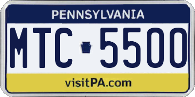 PA license plate MTC5500