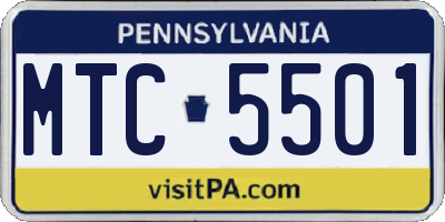 PA license plate MTC5501