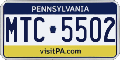 PA license plate MTC5502