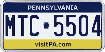 PA license plate MTC5504