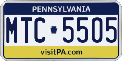 PA license plate MTC5505