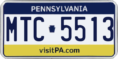 PA license plate MTC5513
