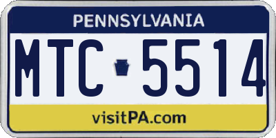 PA license plate MTC5514