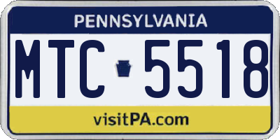 PA license plate MTC5518