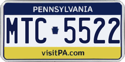 PA license plate MTC5522