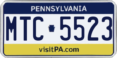 PA license plate MTC5523