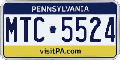 PA license plate MTC5524