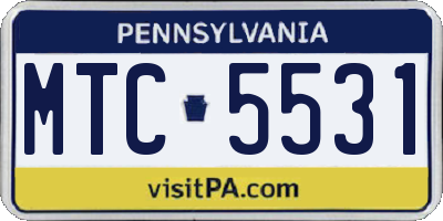 PA license plate MTC5531