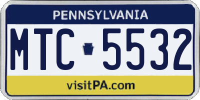 PA license plate MTC5532
