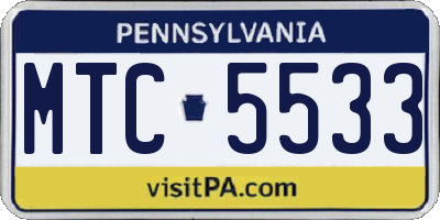 PA license plate MTC5533