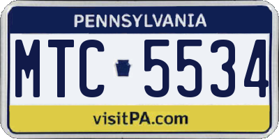 PA license plate MTC5534