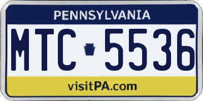 PA license plate MTC5536