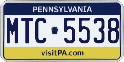 PA license plate MTC5538