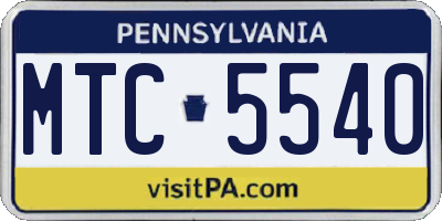 PA license plate MTC5540