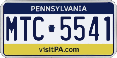PA license plate MTC5541