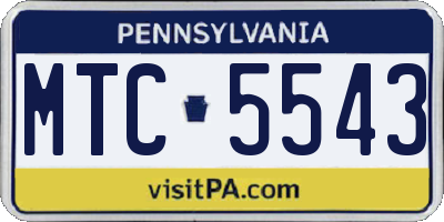 PA license plate MTC5543