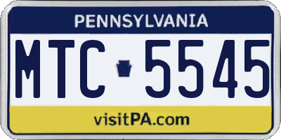 PA license plate MTC5545