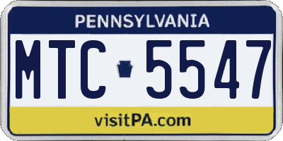 PA license plate MTC5547