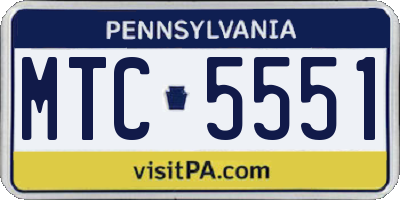 PA license plate MTC5551