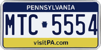 PA license plate MTC5554