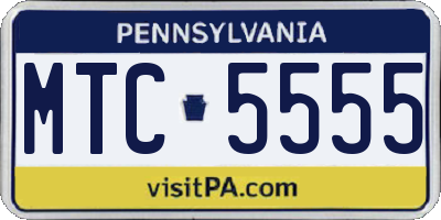 PA license plate MTC5555