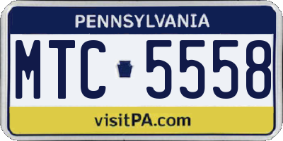 PA license plate MTC5558