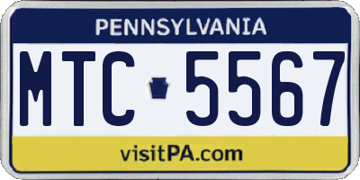 PA license plate MTC5567