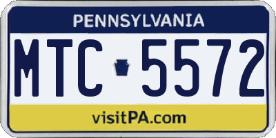 PA license plate MTC5572