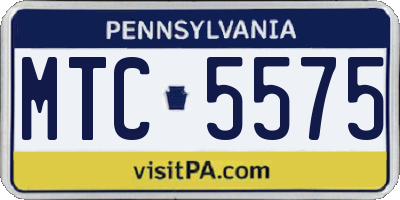 PA license plate MTC5575