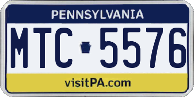 PA license plate MTC5576