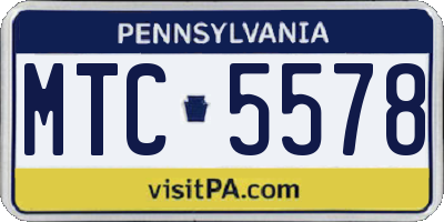 PA license plate MTC5578