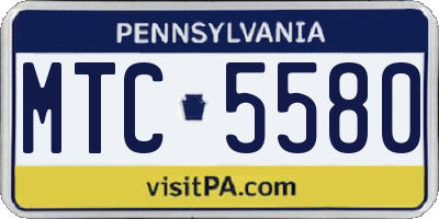 PA license plate MTC5580