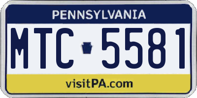 PA license plate MTC5581