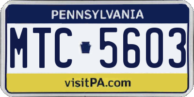 PA license plate MTC5603