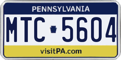PA license plate MTC5604