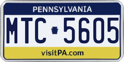 PA license plate MTC5605