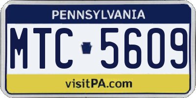 PA license plate MTC5609