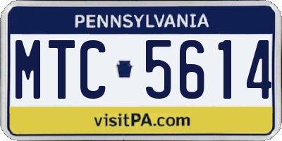 PA license plate MTC5614