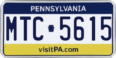PA license plate MTC5615