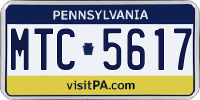 PA license plate MTC5617