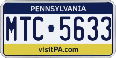 PA license plate MTC5633