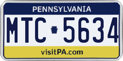 PA license plate MTC5634
